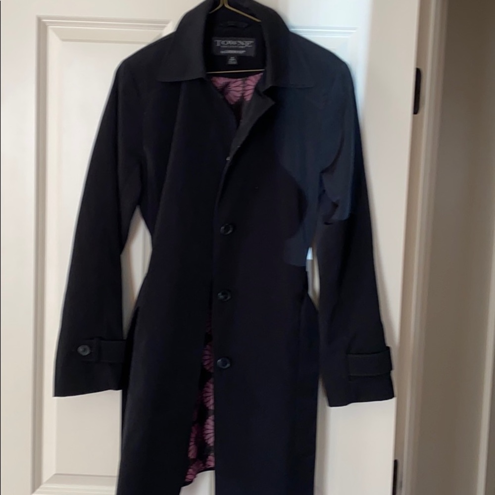 Black trench coat.  Ladies medium